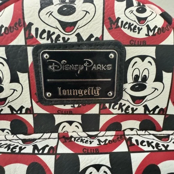 Disney Parks Loungefly Mickey Mouse Club White Black Red Mini Backpack - Picture 2 of 10